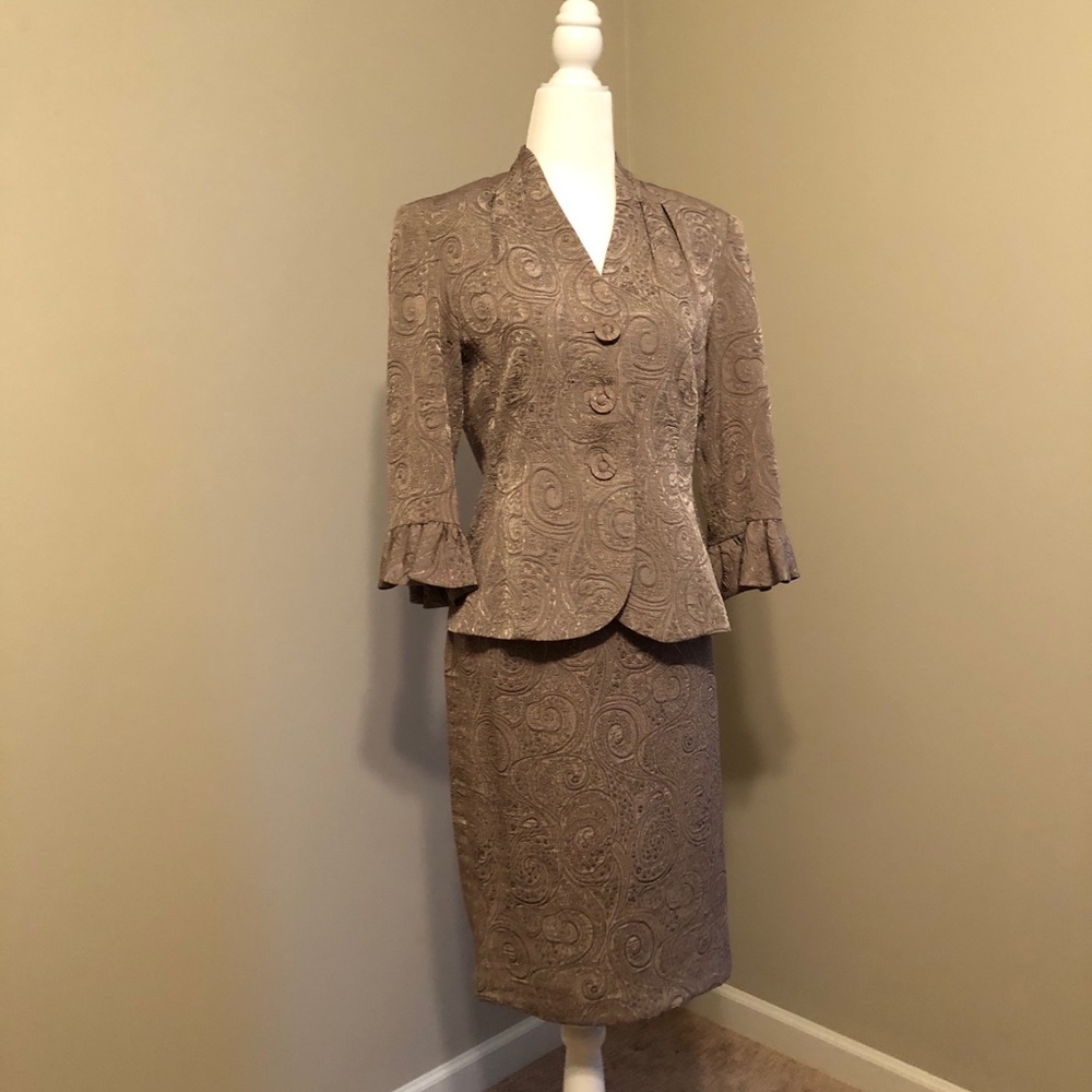 Brocade Jacket and Skirt Suit